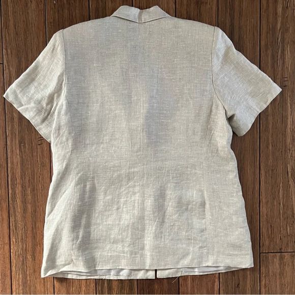 Harve Bernard 100% Linen Short Sleeve Blazer 16 Lagenlook Neutral Beige Longline - Picture 8 of 10